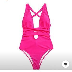 Hot pink tie waist swimsuit